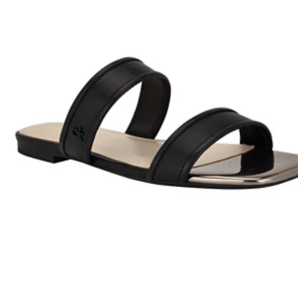 Calvin Klein Black Double Strap Sandals